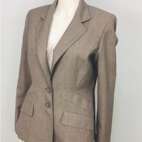 Anne Klein Tan Tailored Blazer with Notched Lapels - Picture 1 of 12